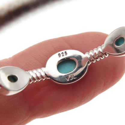 925 Sterling Silver Real Turquoise Station Hoop Earrings