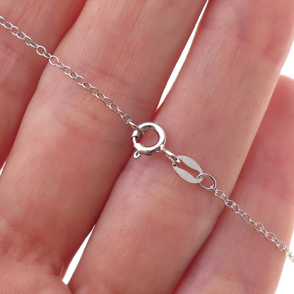 925 Sterling Silver Real White Topaz & Lab-Created Sapphire Chain Necklace 18"