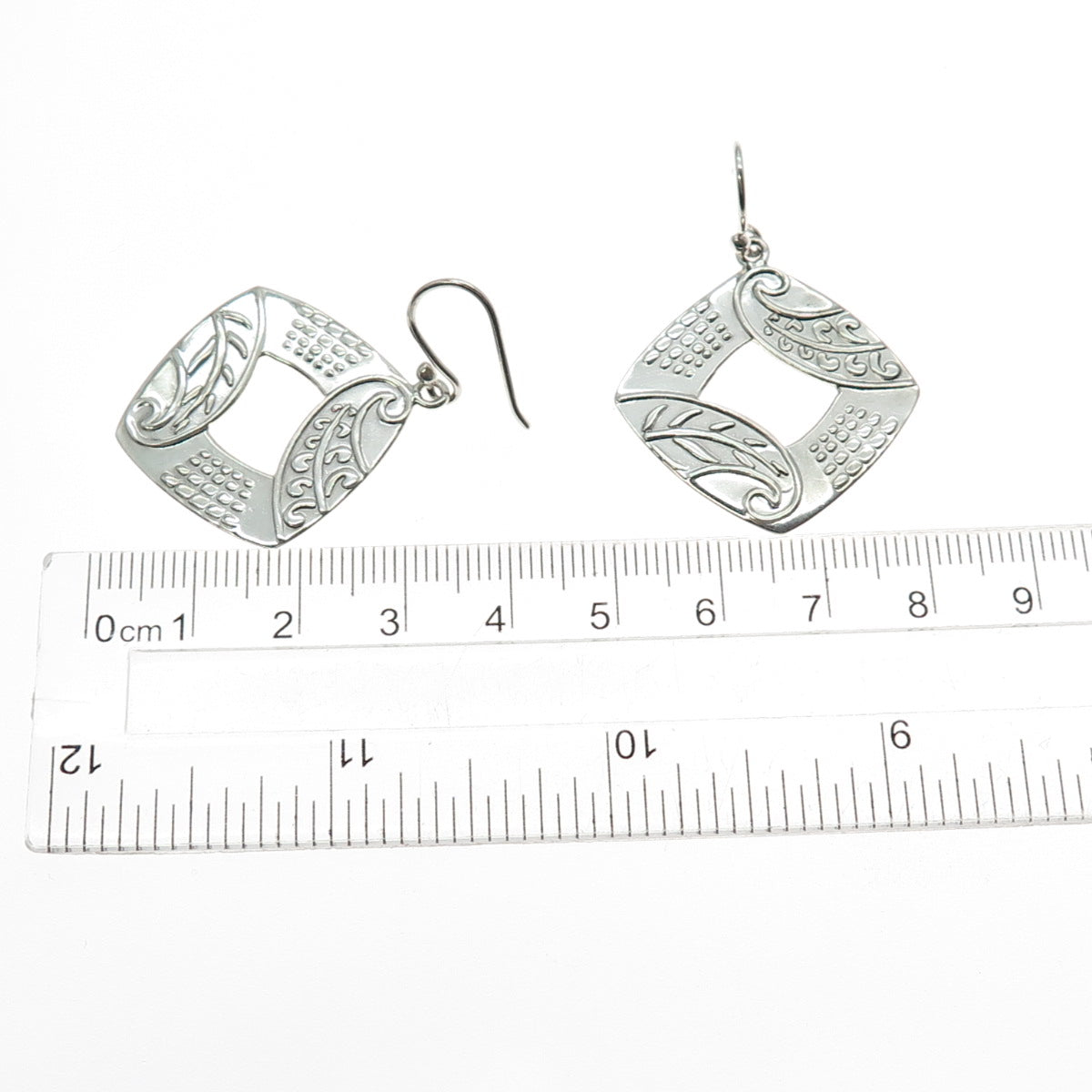 NINOS CHAMMO 925 Sterling Silver Vintage Mexico Modernist Dangle Earrings