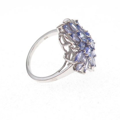 Chuck Clemency 925 Sterling Silver Real Tanzanite Floral Ring Size 8