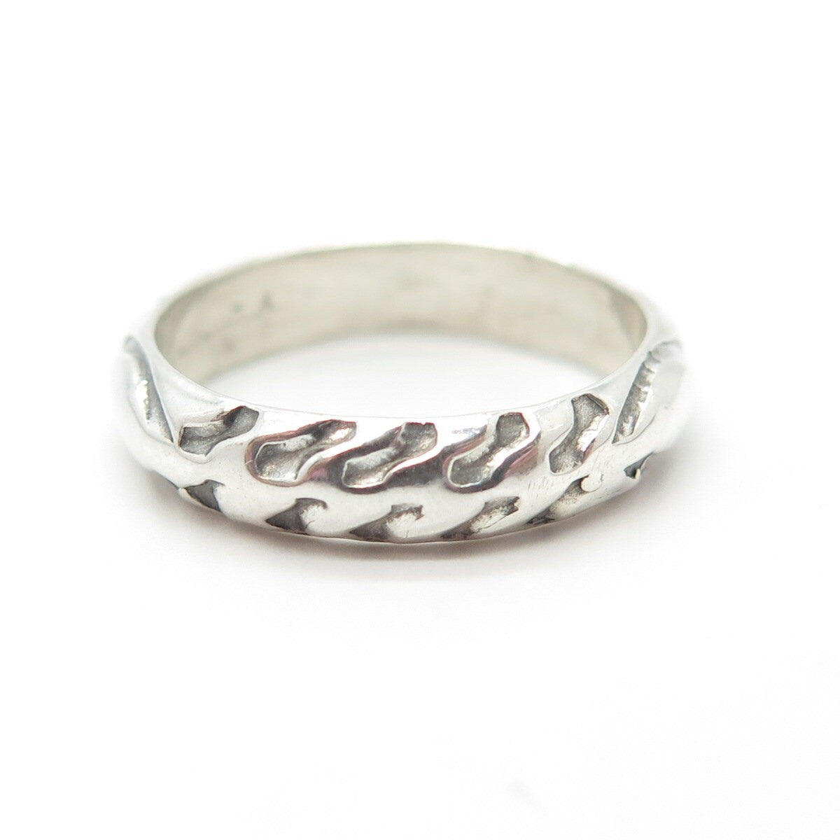 925 Sterling Silver Vintage Textured Band Ring Size 6.25