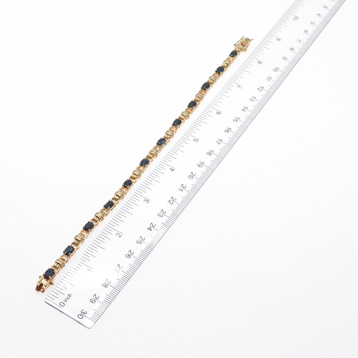 M.R.F. RESOURCES LTD. 925 Sterling Silver Gold Plated Sapphire Bracelet 7.75"