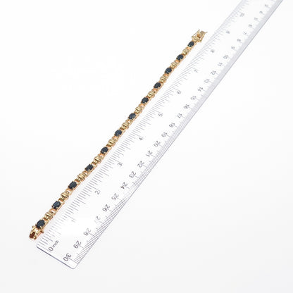 M.R.F. RESOURCES LTD. 925 Sterling Silver Gold Plated Sapphire Bracelet 7.75"