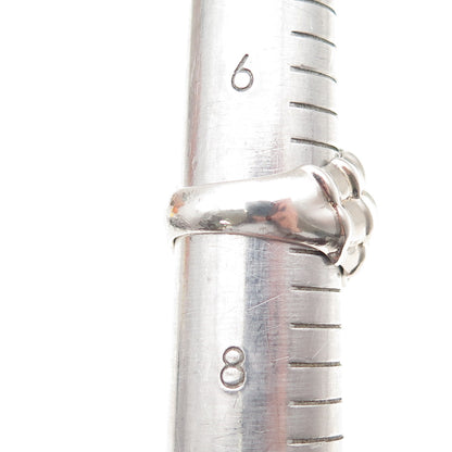 925 Sterling Silver Vintage Modernist Bamboo Ring Size 7.25