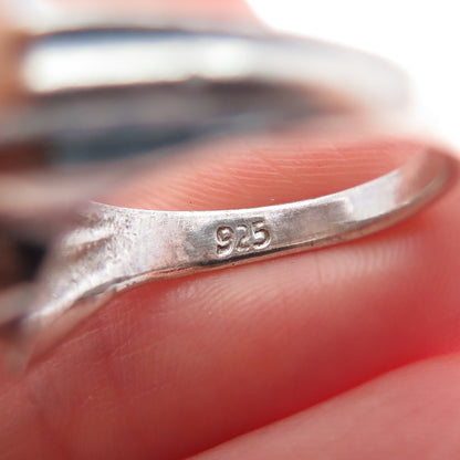 925 Sterling Silver Vintage Modernist Oxidized Ring Size 6.75