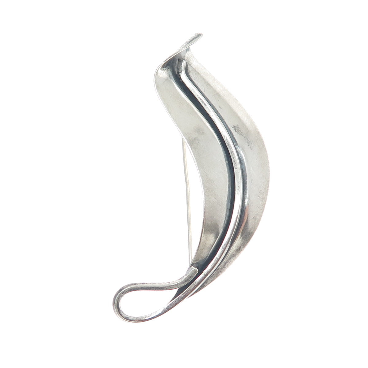 FELCHCRAFT 925 Sterling Silver Vintage Floral Leaf Oxidized Pin Brooch