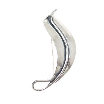 FELCHCRAFT 925 Sterling Silver Vintage Floral Leaf Oxidized Pin Brooch
