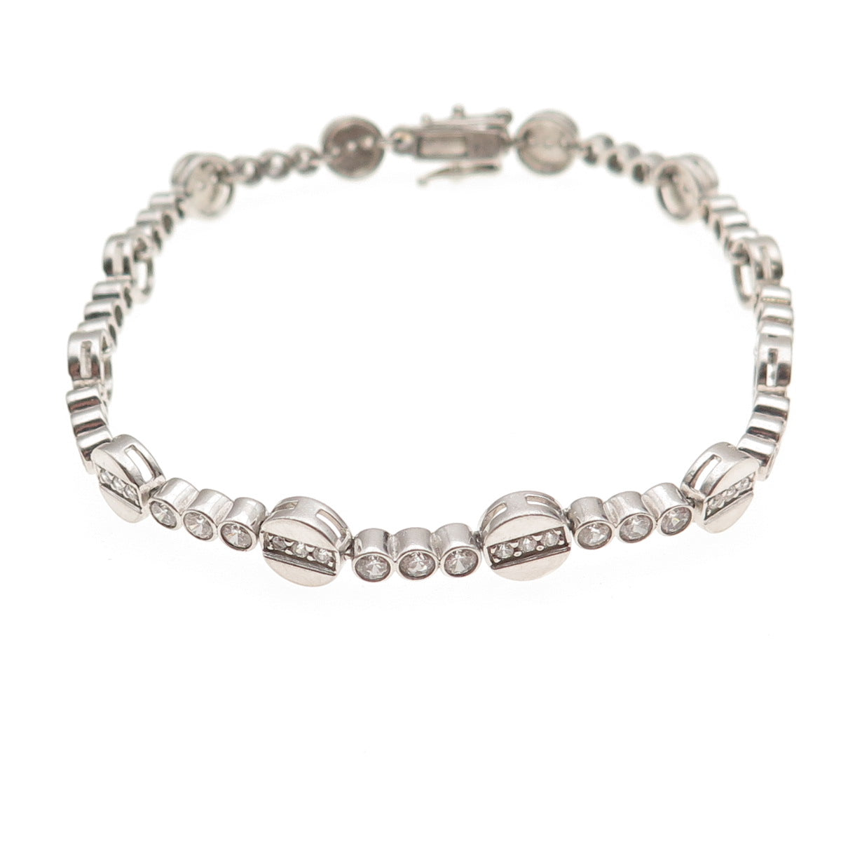Michael Valitutti Gems En Vogue 925 Sterling Round-Cut C Z Disc Link Bracelet 8"
