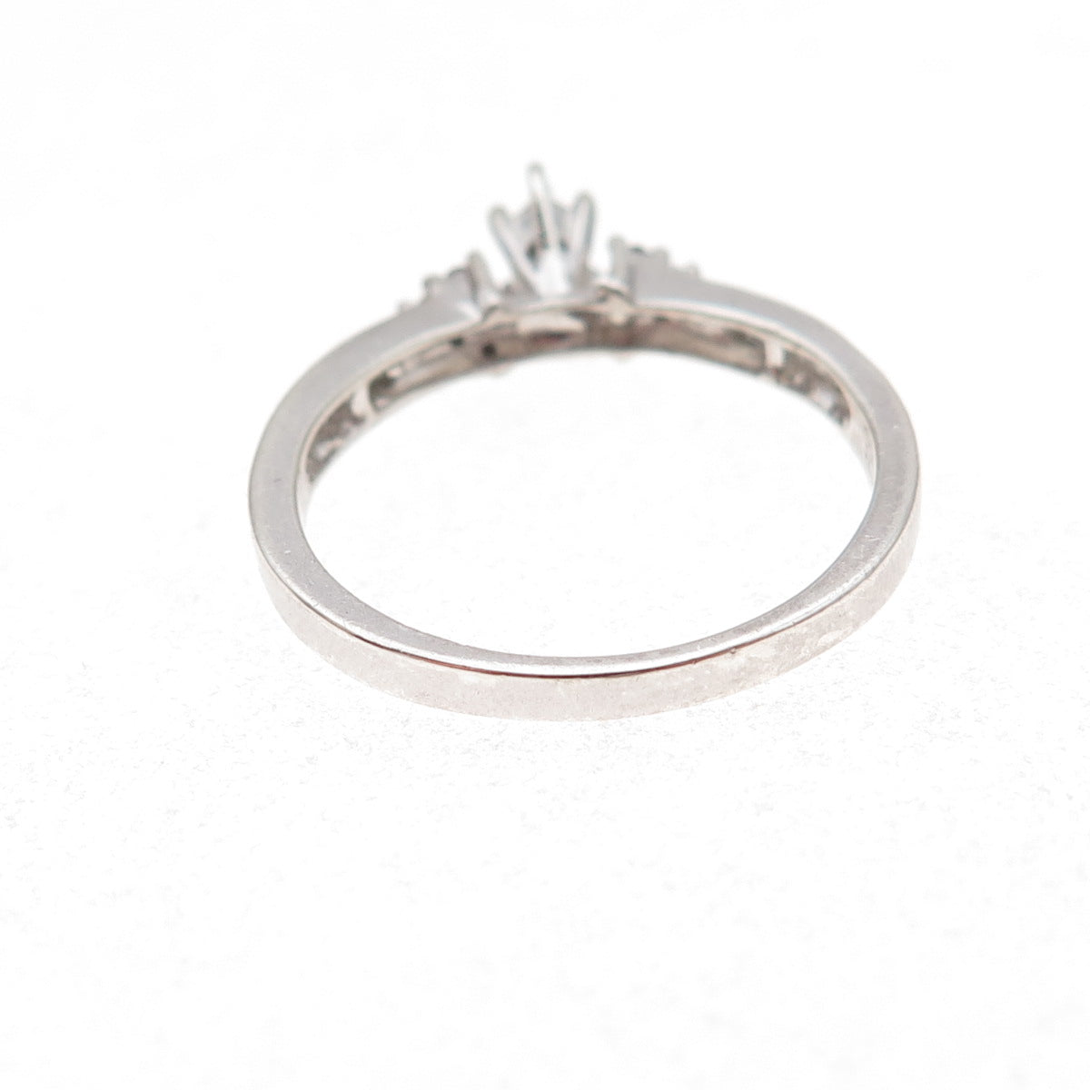 925 Sterling Silver Real Marquise & Round-Cut Diamond Engagement Ring Size 7.5