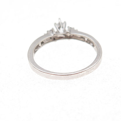 925 Sterling Silver Real Marquise & Round-Cut Diamond Engagement Ring Size 7.5