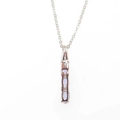 Chuck Clemency 925 Sterling Silver Real Tanzanite White Topaz Chain Necklace 20"