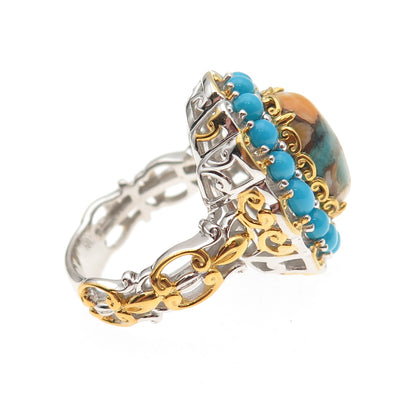 Michael Valitutti Gems En Vogue 925 Sterling Real Multi-Turquoise Ring Size 8.25