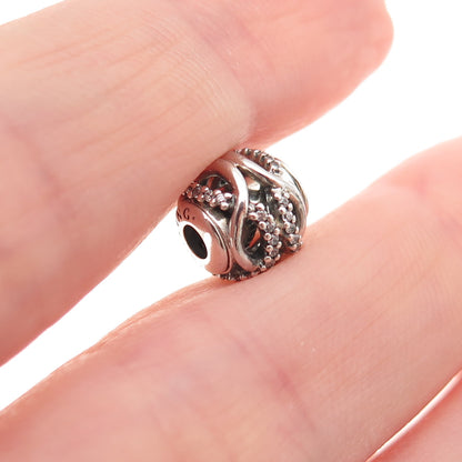 Pandora 925 Sterling Silver C Z Essence Caring Slide Bead Charm