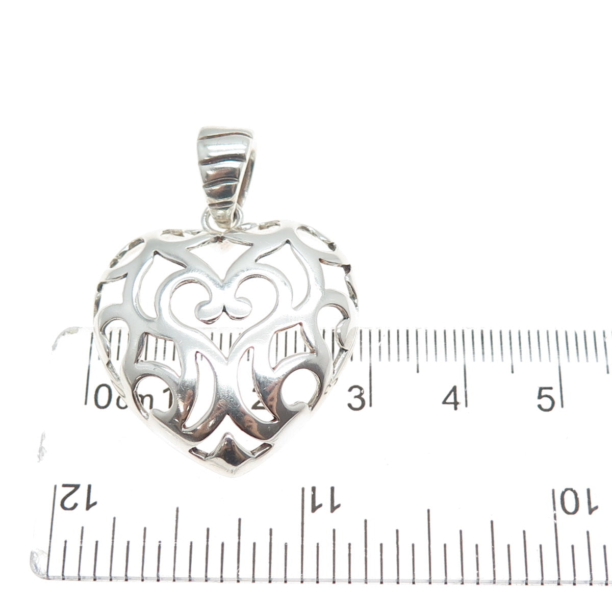 MILOR 925 Sterling Silver Vintage Italy Ornate Heart Charm Pendant