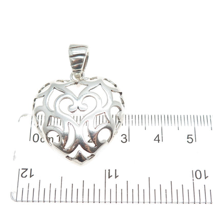 MILOR 925 Sterling Silver Vintage Italy Ornate Heart Charm Pendant