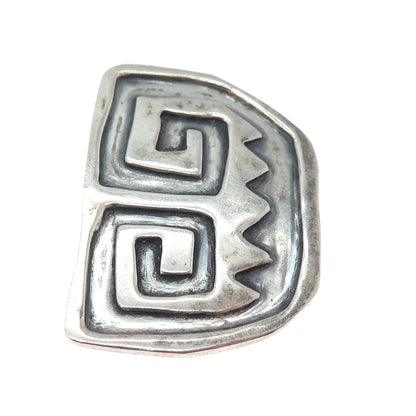 HALO 925 Sterling Silver Vintage Modernist Spiral Oxidized Pin Brooch