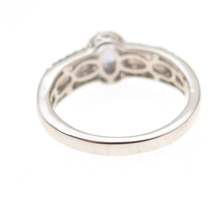 Chuck Clemency 925 Sterling Silver Real Tanzanite & White Topaz Ring Size 8