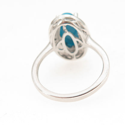 Chuck Clemency 925 Sterling Silver Real Blue Diamond & Turquoise Ring Size 5.75