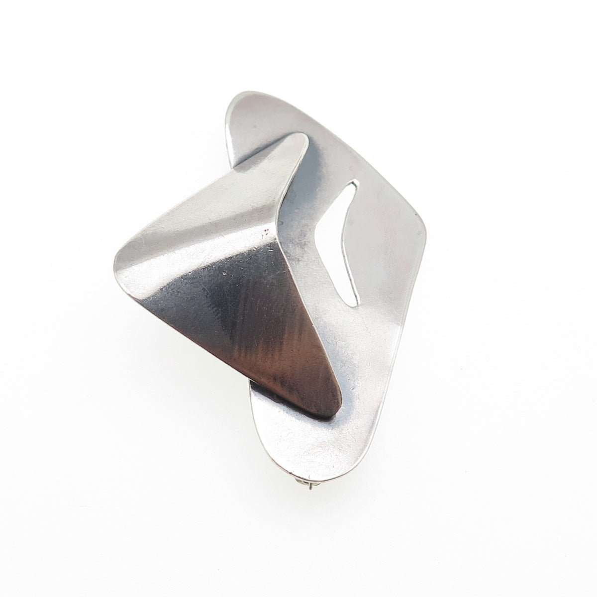 925 Sterling Silver Vintage Modernist Oxidized Pin Brooch