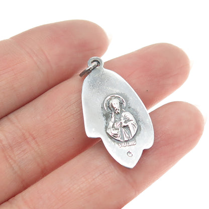 925 Sterling Silver Antique Art Deco St. Mary & Baby Jesus Religious Pendant