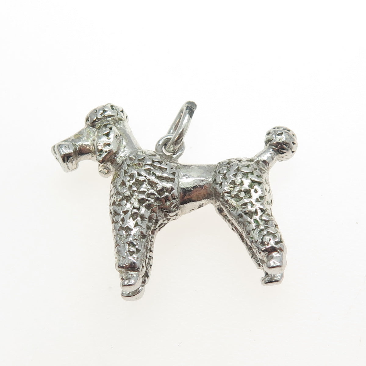 925 Sterling Silver Vintage Poodle Dog 3D Pendant