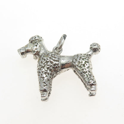 925 Sterling Silver Vintage Poodle Dog 3D Pendant