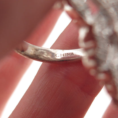 925 Sterling Silver Real Round-Cut Diamond Bohemian Ring Size 8