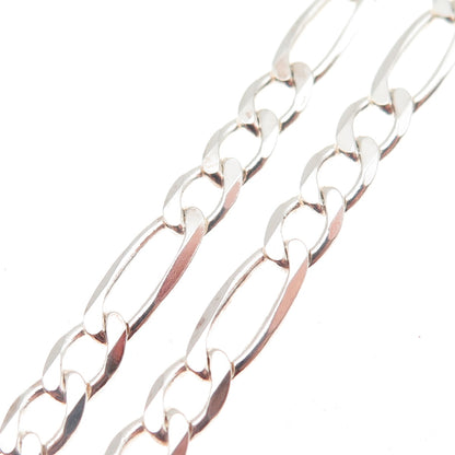 925 Sterling Silver Italy Figaro Chain Necklace 20"