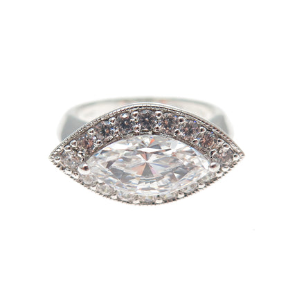 925 Sterling Silver Marquise & Round-Cut C Z Sparkle Ring Size 5.25