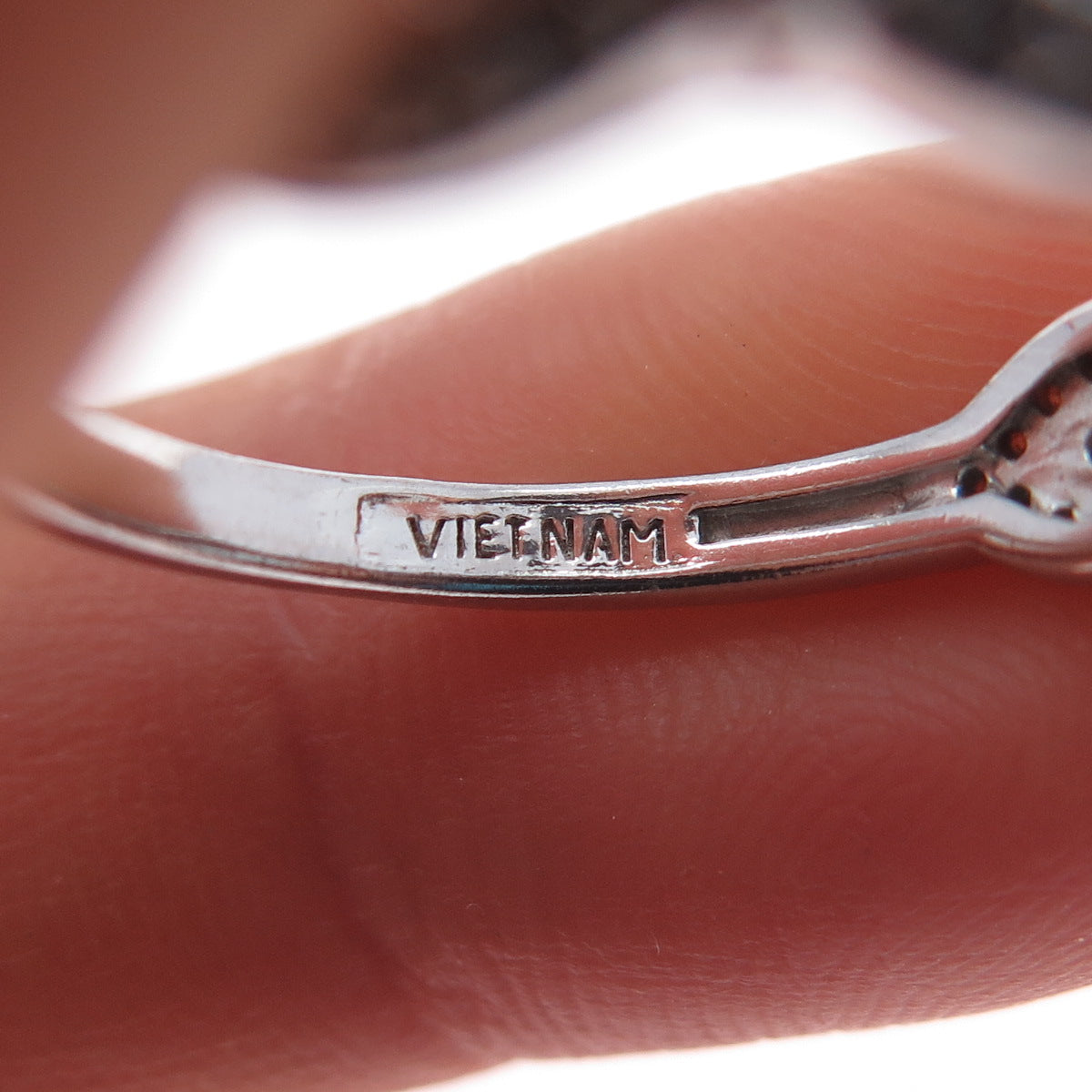 925 Sterling Silver Pear-Cut Blue & Round-Cut White C Z Ring Size 8.25