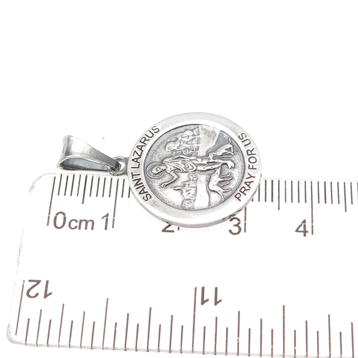 925 Sterling Silver Vintage Italy St. Lazarus Oxidized Charm Pendant