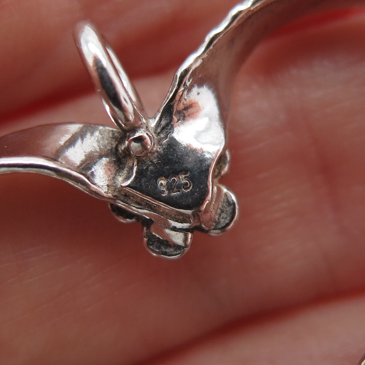 DIDAE 925 Sterling Silver Vintage Real Rhodolite Modernist Flower Heart Pendant
