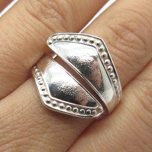 925 Sterling Silver Vintage Towle 1976 Beaded Adjustable Ring Size 8.75