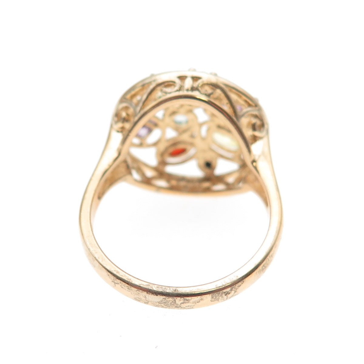 Ross Simons 925 Sterling Silver Gold Plated Real Diamond & Multi-Gem Ring Size 7