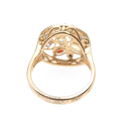 Ross Simons 925 Sterling Silver Gold Plated Real Diamond & Multi-Gem Ring Size 7