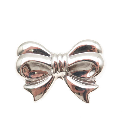 925 Sterling Silver Vintage Ribbon Bow Pin Brooch