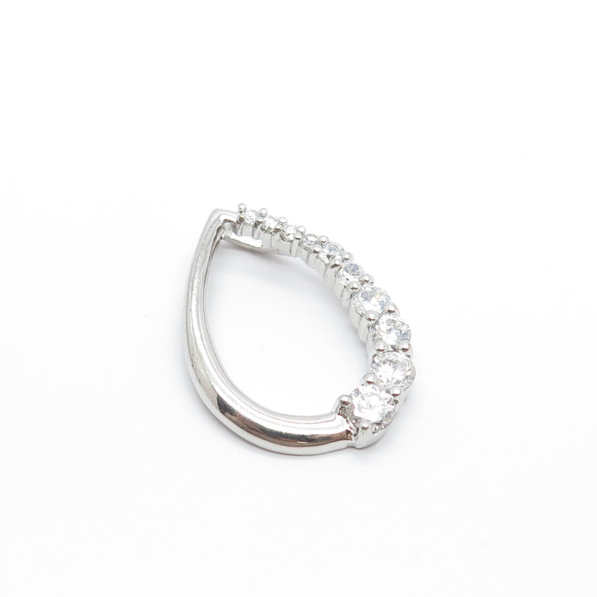 925 Sterling Silver C Z Open Teardrop Slide Pendant