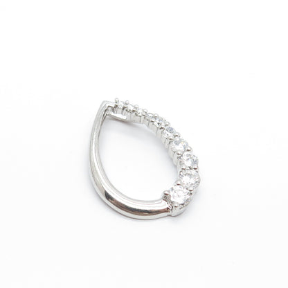 925 Sterling Silver C Z Open Teardrop Slide Pendant