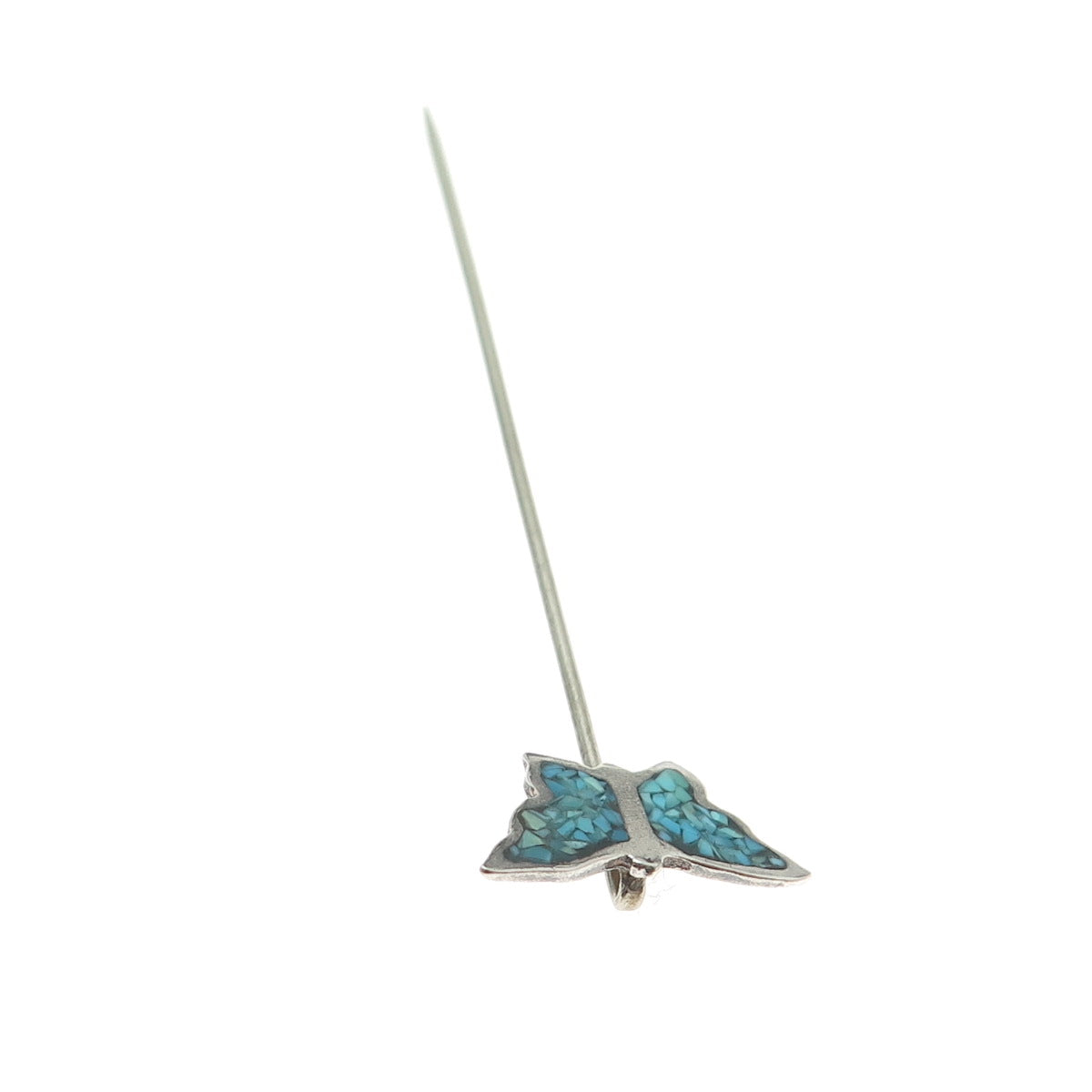 Old Pawn 925 Sterling Silver Vintage Southwestern Turquoise Inlay Butterfly Pin