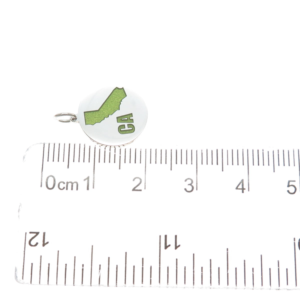 925 Sterling Silver Green Enamel California State Map Minimalist Charm Pendant