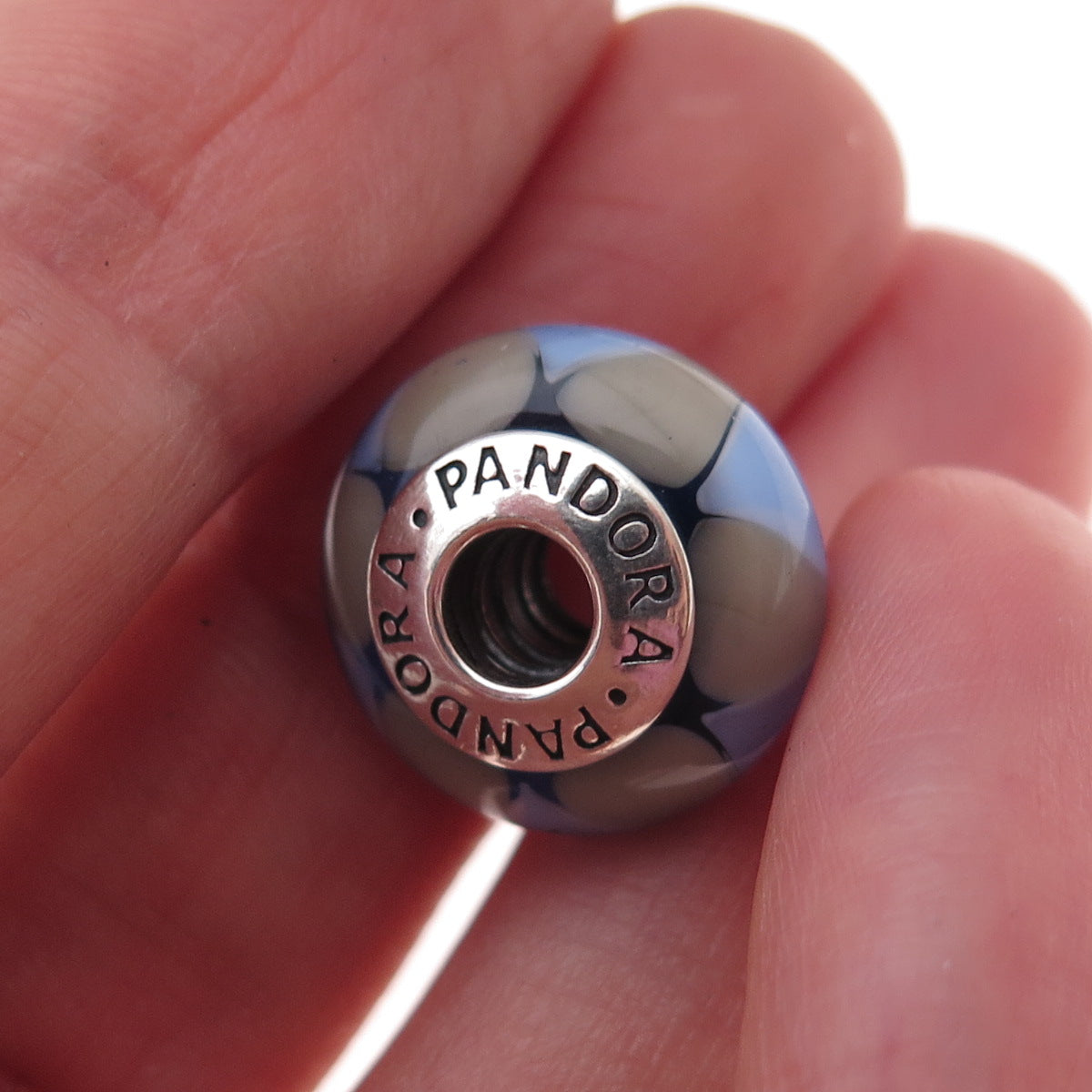 Pandora 925 Sterling Silver Murano Glass Slide Bead Charm