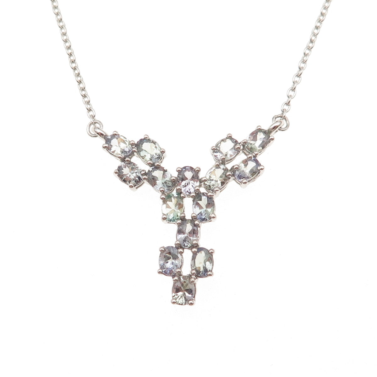 Chuck Clemency 925 Sterling Silver Real Tanzanite Cable Chain Necklace 18"