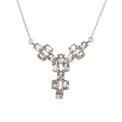 Chuck Clemency 925 Sterling Silver Real Tanzanite Cable Chain Necklace 18"