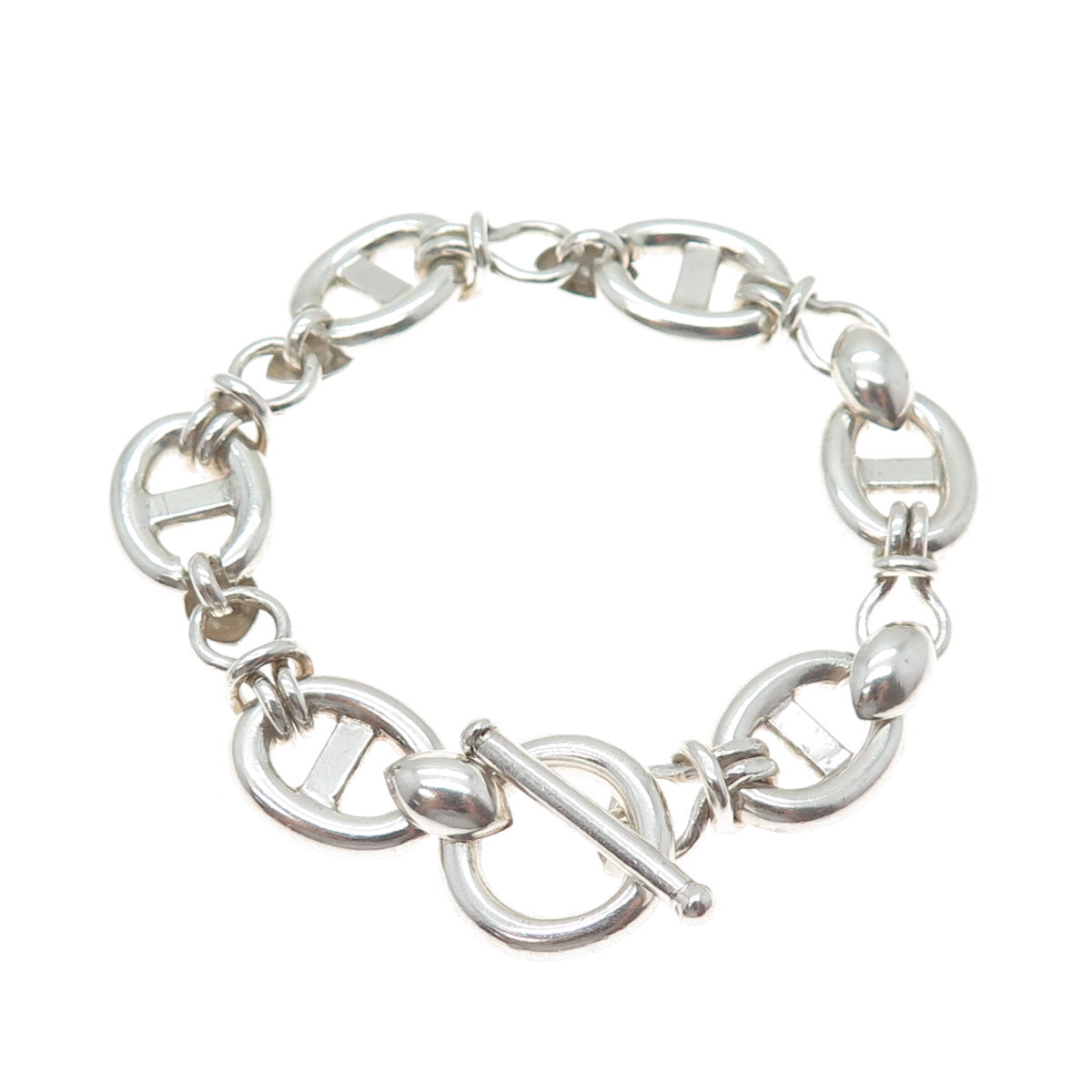 925 Sterling Silver Vintage Anchor Link Bracelet 6.75"