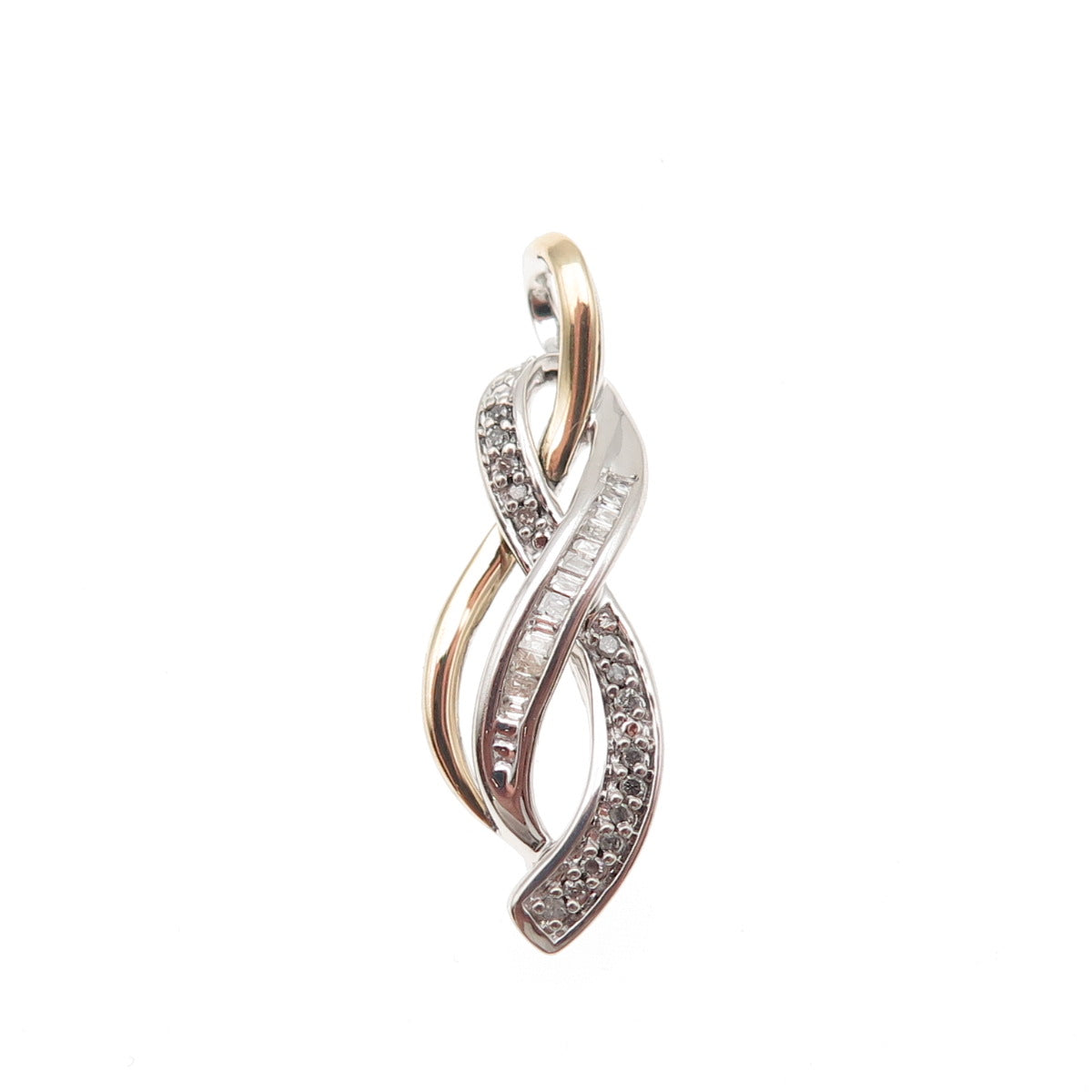Sun 925 Sterling Silver 14K Gold Real Diamond Infinity Charm Pendant