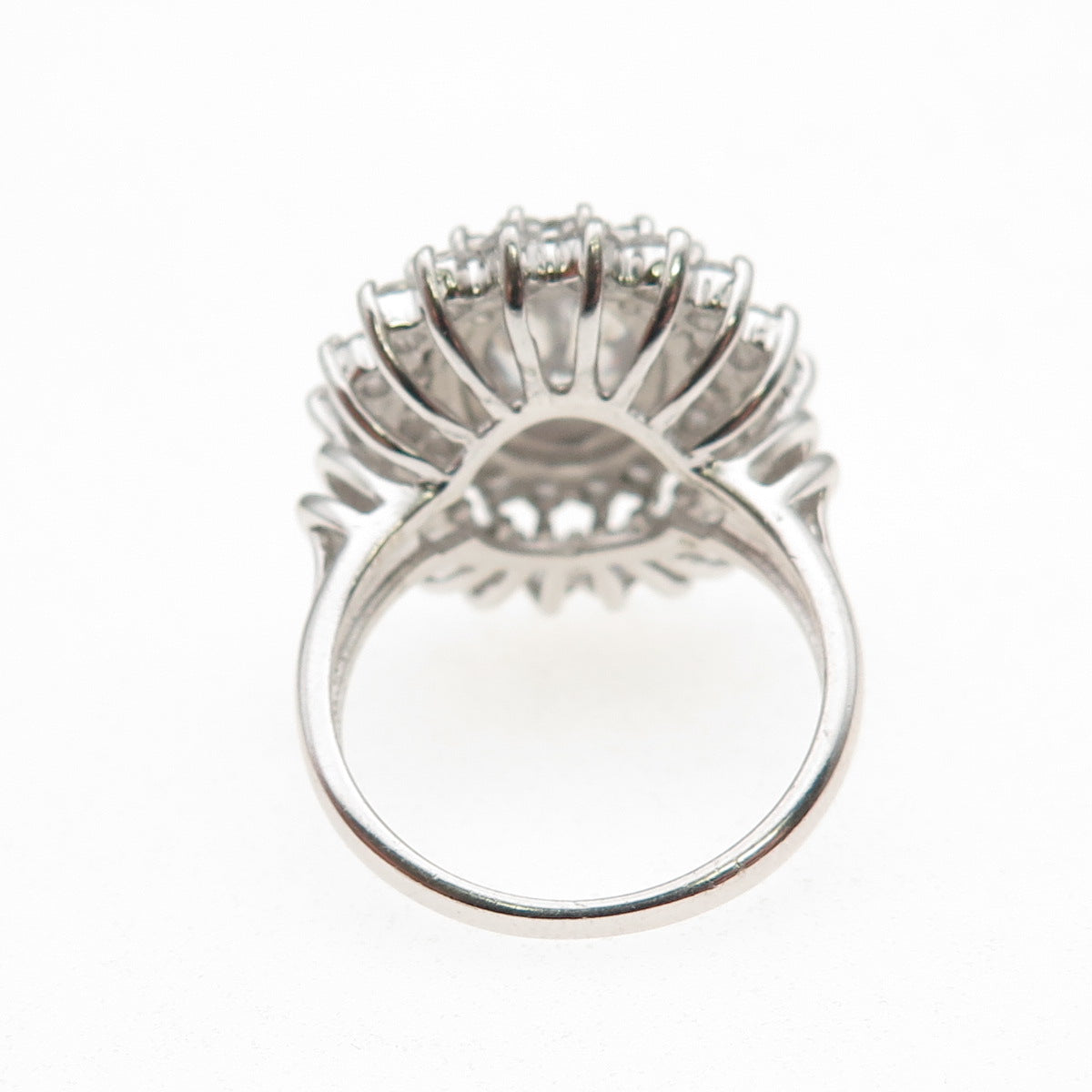 925 Sterling Silver Oval & Round-Cut C Z Bohemian Ring Size 7.25