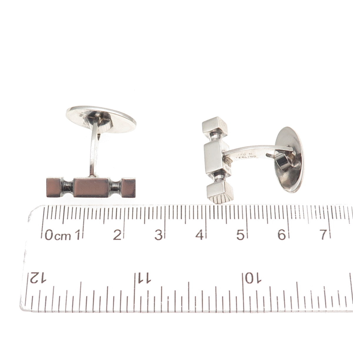 Willy H. Jacob Kromar 830S Silver Vintage Denmark Modernist Oxidized Cufflinks