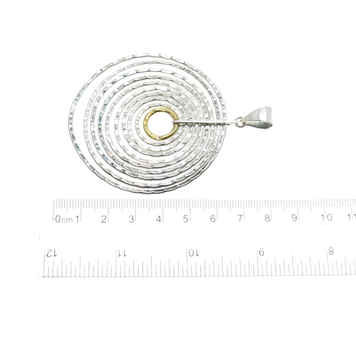 925 Sterling Silver 2-Tone Vintage CII Mexico Modernist Multi-Circle Pendant