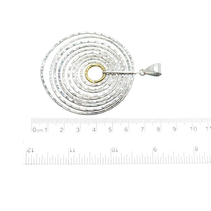925 Sterling Silver 2-Tone Vintage CII Mexico Modernist Multi-Circle Pendant