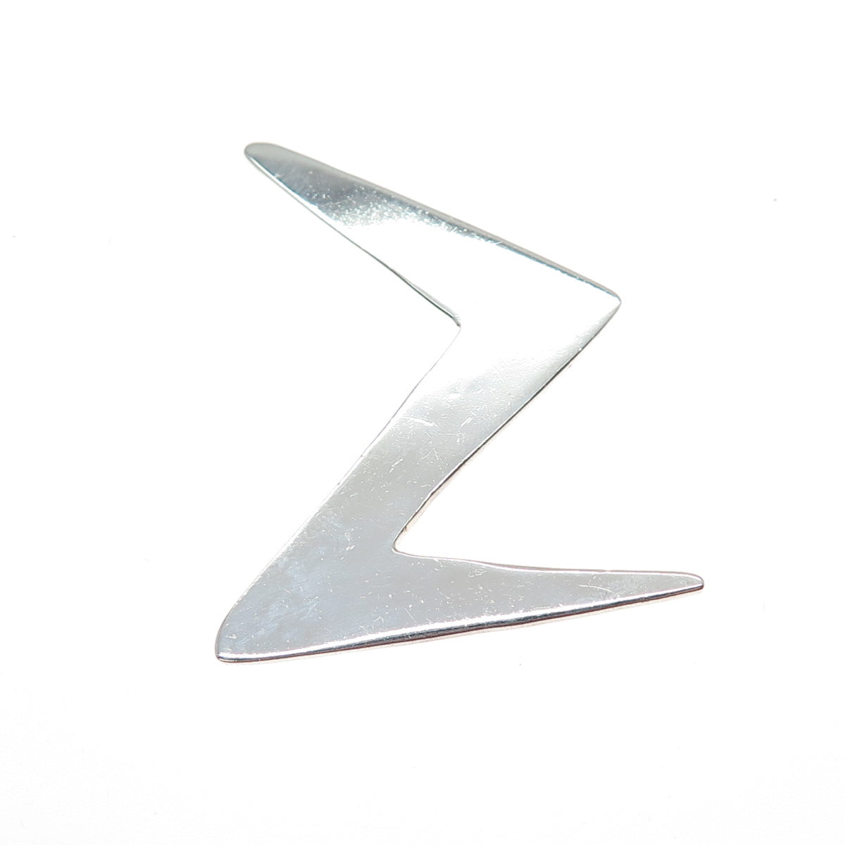 925 Sterling Silver Vintage Mexico Lightning Bolt Modernist Pin Brooch